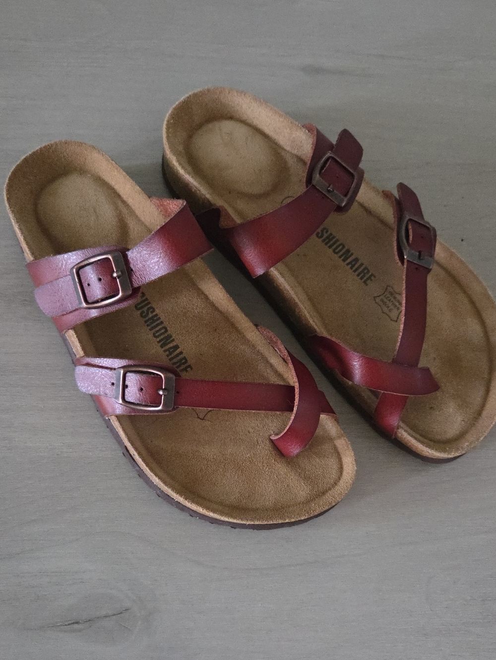Dark Brown Double Strap Sandals - Cushionaire Size 6 Womens